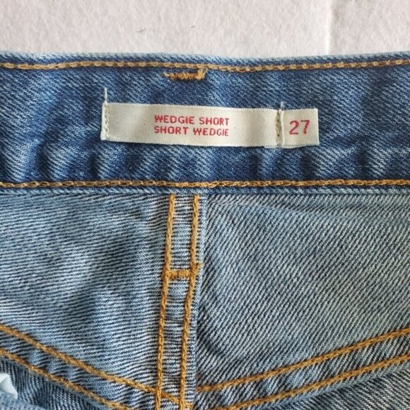 Levi's Distressed Blue Wedgie Short Size 27 - Picture 6 of 10